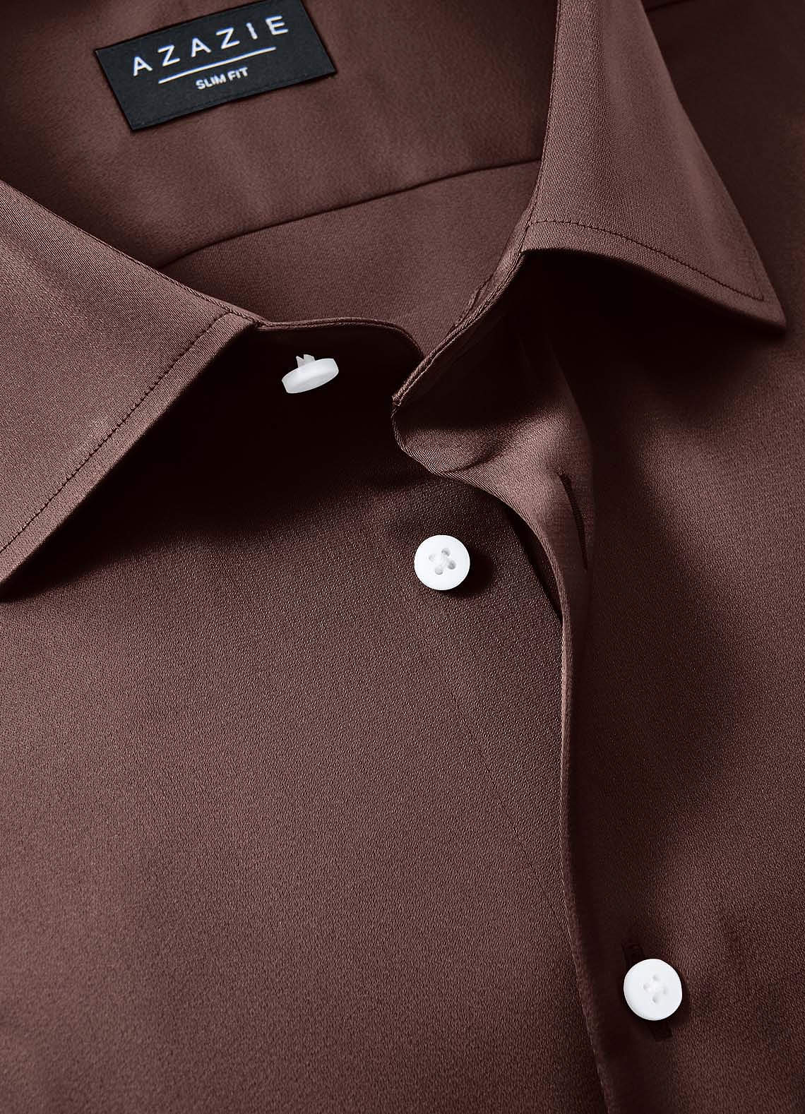 front Julian Ganache Chemise habillée en satin stretch