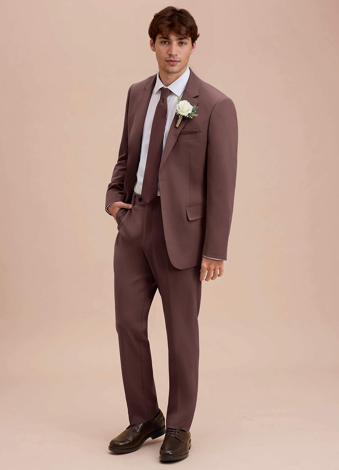 front Ethan Espresso Refined Weave Suit