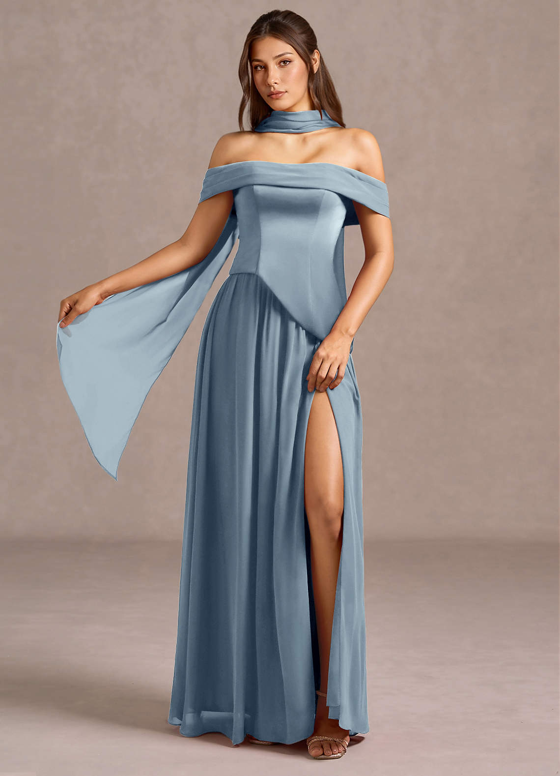Vestido Azul Pálido Largo Liora image1