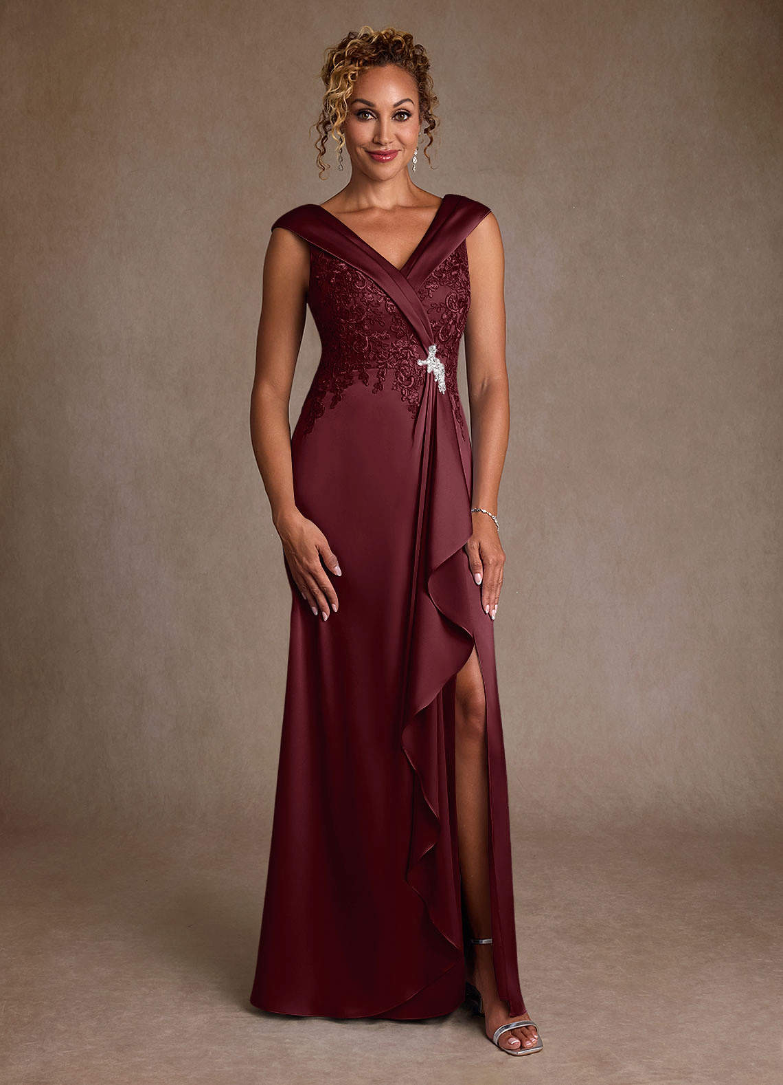 Azazie Santa Monica vestidos de madre de la novia Vestido de Cabernet de Encaje de Corte en A image2