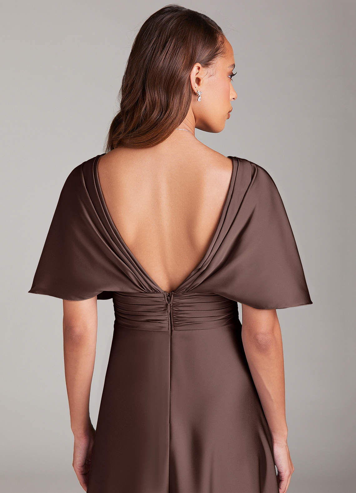 Azazie Pamela Brudtärnklänningar Klä av A-Linje i Stretch Satin Plisserad Ganache image5