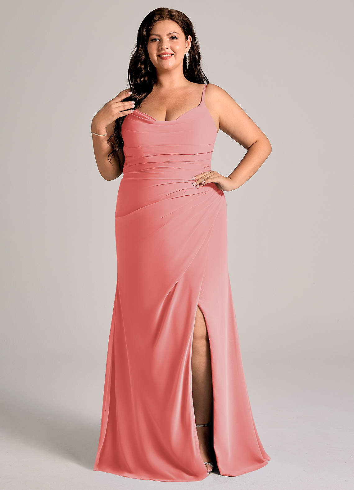 coral mermaid bridesmaid dresses Coral Halter Pink Energetic Summer Bridesmaid Dress, BD3046 AlineBridal