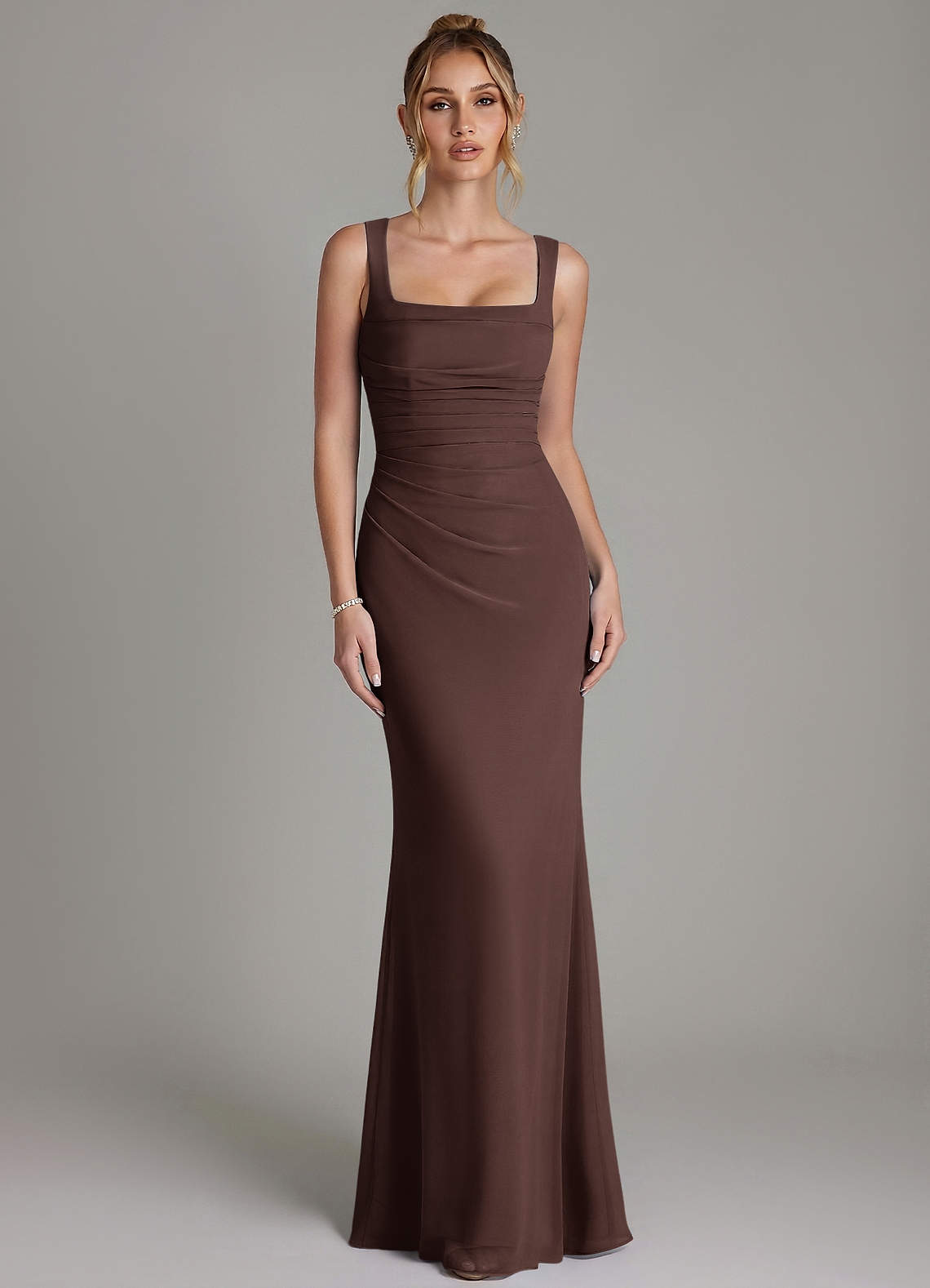Azazie Agustina Bridesmaid Dresses Ganache Mermaid Corset Chiffon Dress image4