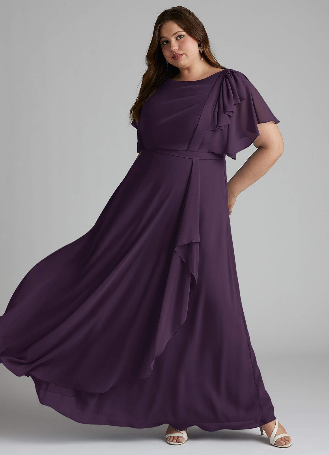 Azazie Aaliyah Modest Bridesmaid Dresses A-Line Scoop Pleated Chiffon Floor-Length Dress image15
