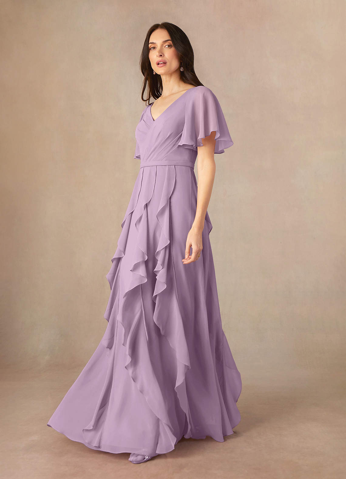 Wisteria Azazie Watson A-Line V-Neck Chiffon Floor-Length Dress | Azazie