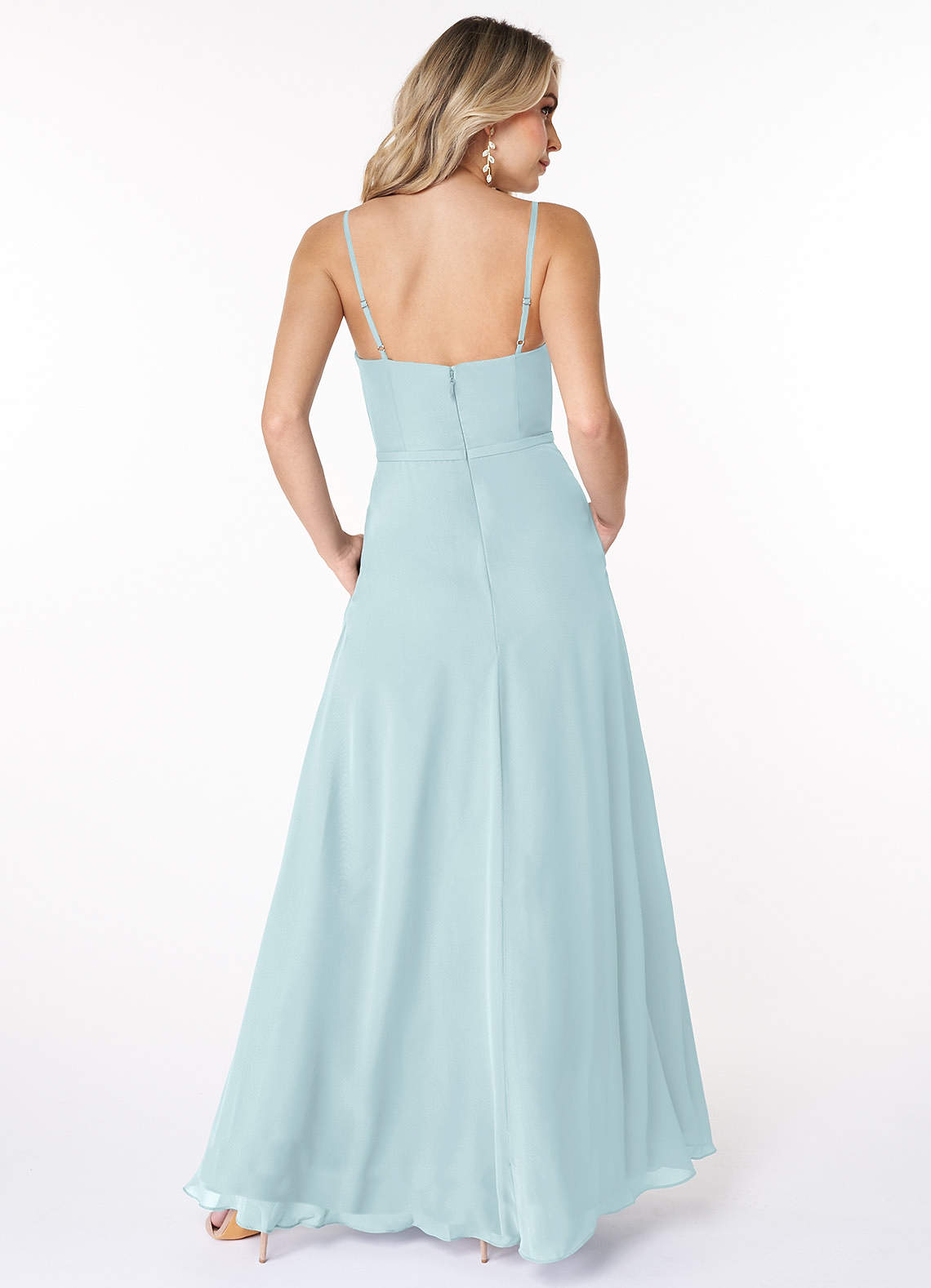 Azazie Kaylee Bridesmaid Dresses Mist A-Line Ruched Chiffon Dress image1