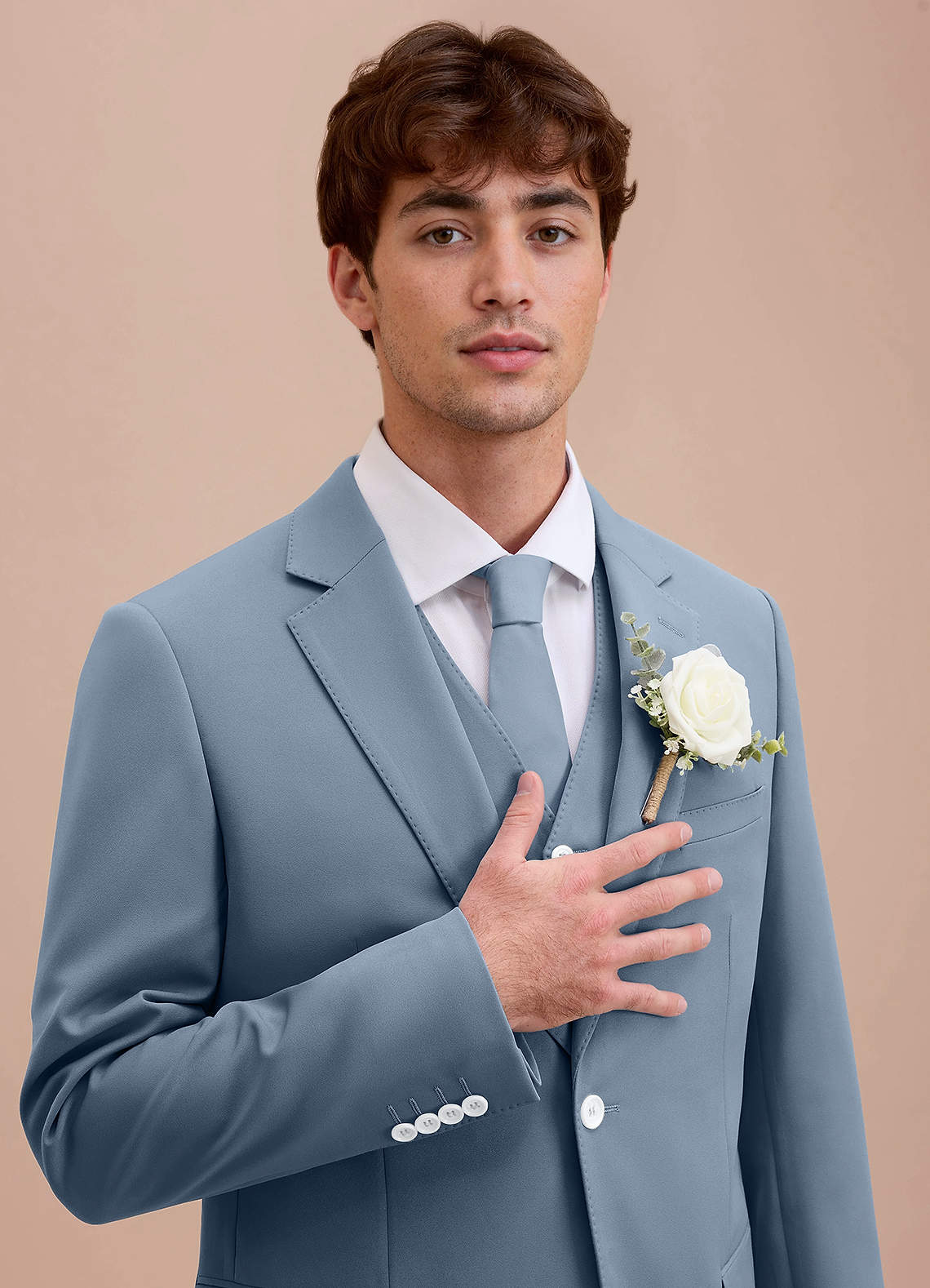 front Ethan Dusty Blue Refined Weave Suit Jacket