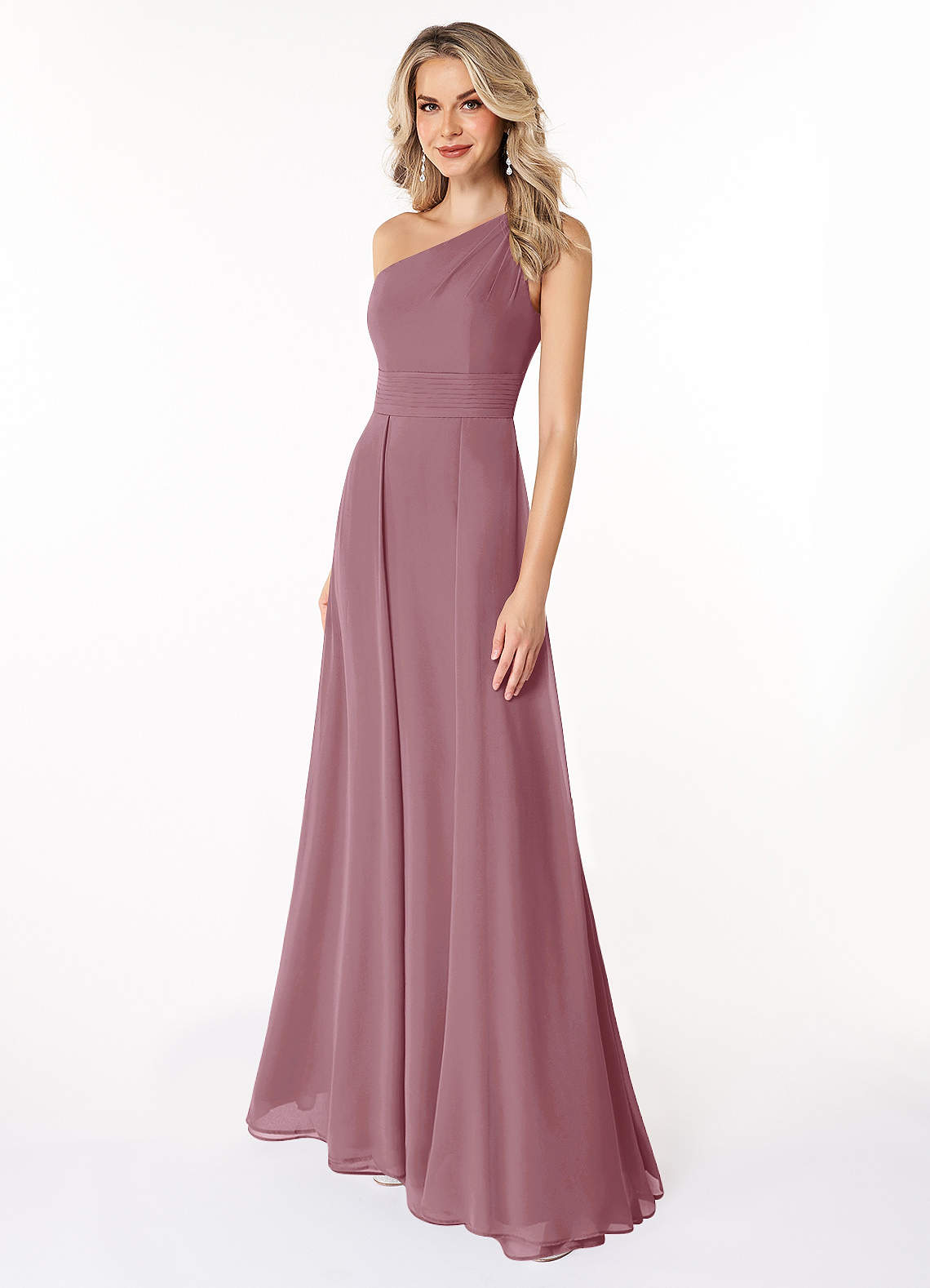 Azazie Dallas Bridesmaid Dresses Vintage Mauve A-Line One Shoulder Chiffon Dress image1