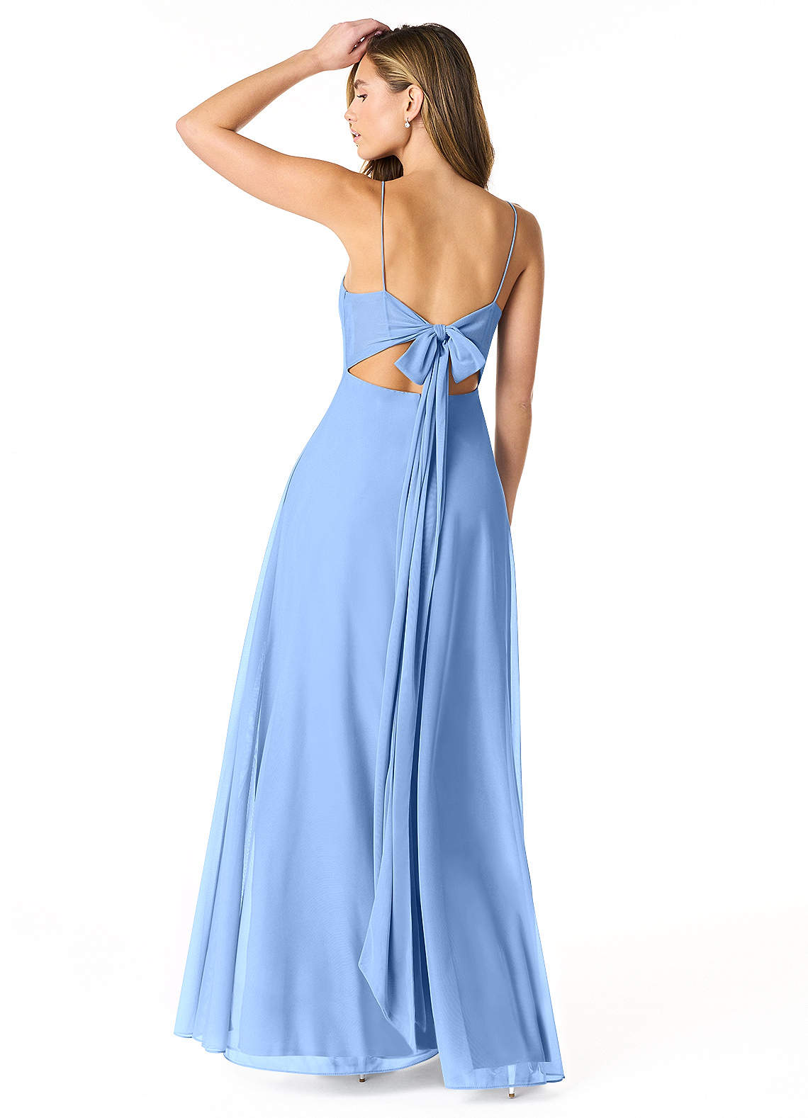 Azazie Rae Bridesmaid Dresses A-Line Bow Mesh Floor-Length Dress image1