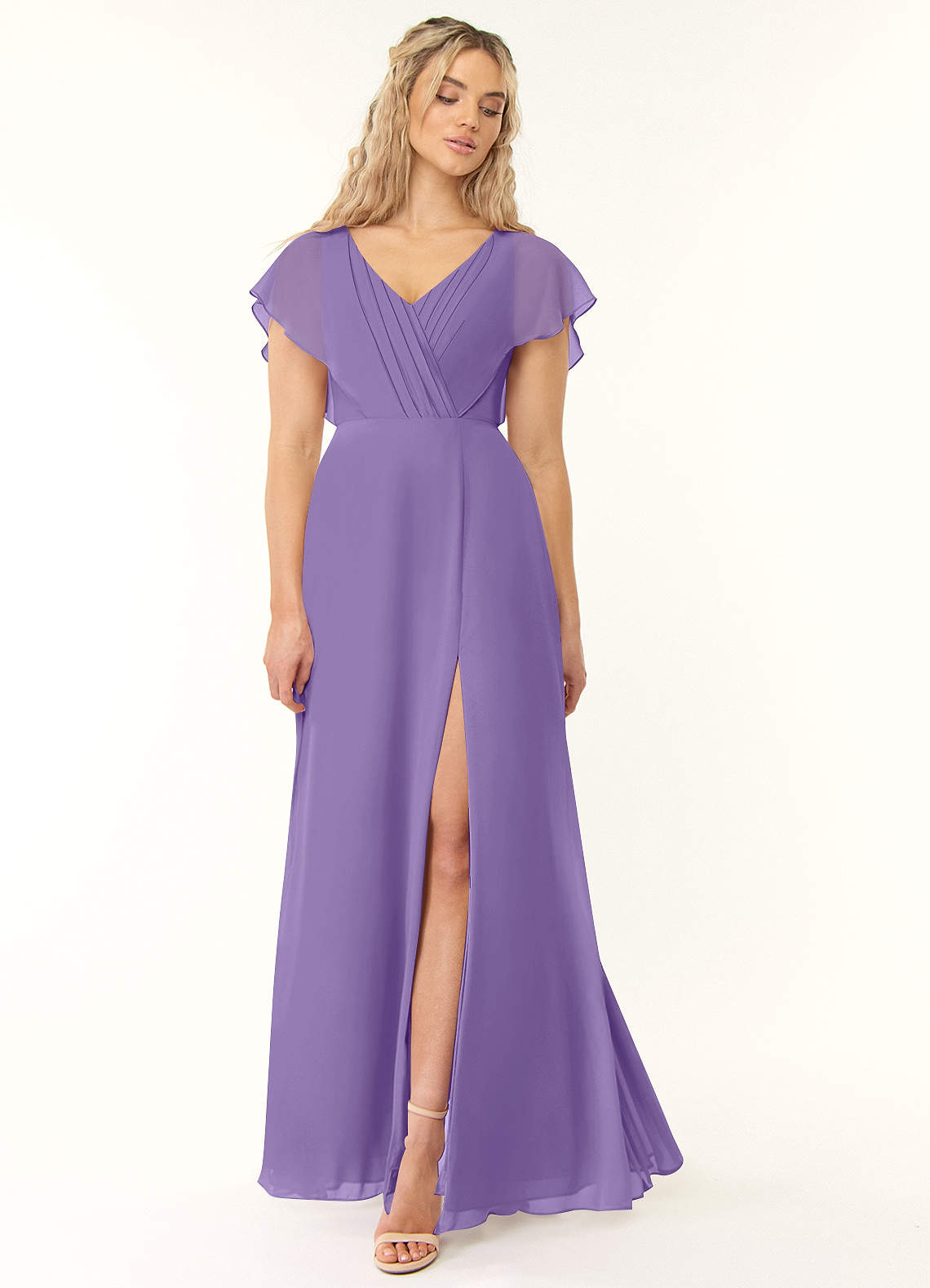 Azazie Rylee Abiti da Damigella Abito A-Line in Chiffon Plissettato Tahiti image1