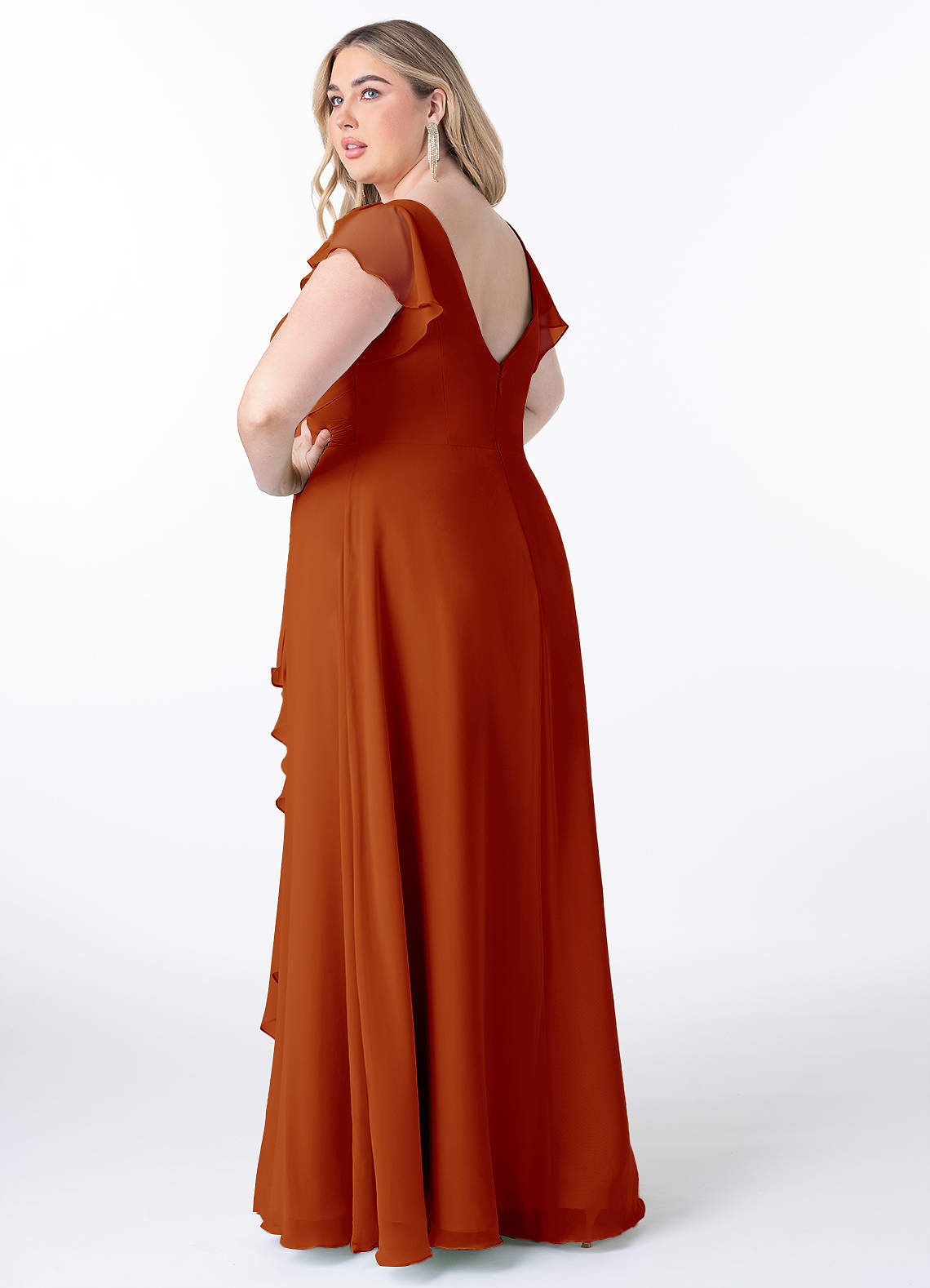 Azazie Omari Bridesmaid Dresses Paprika A-Line Chiffon Dress image7