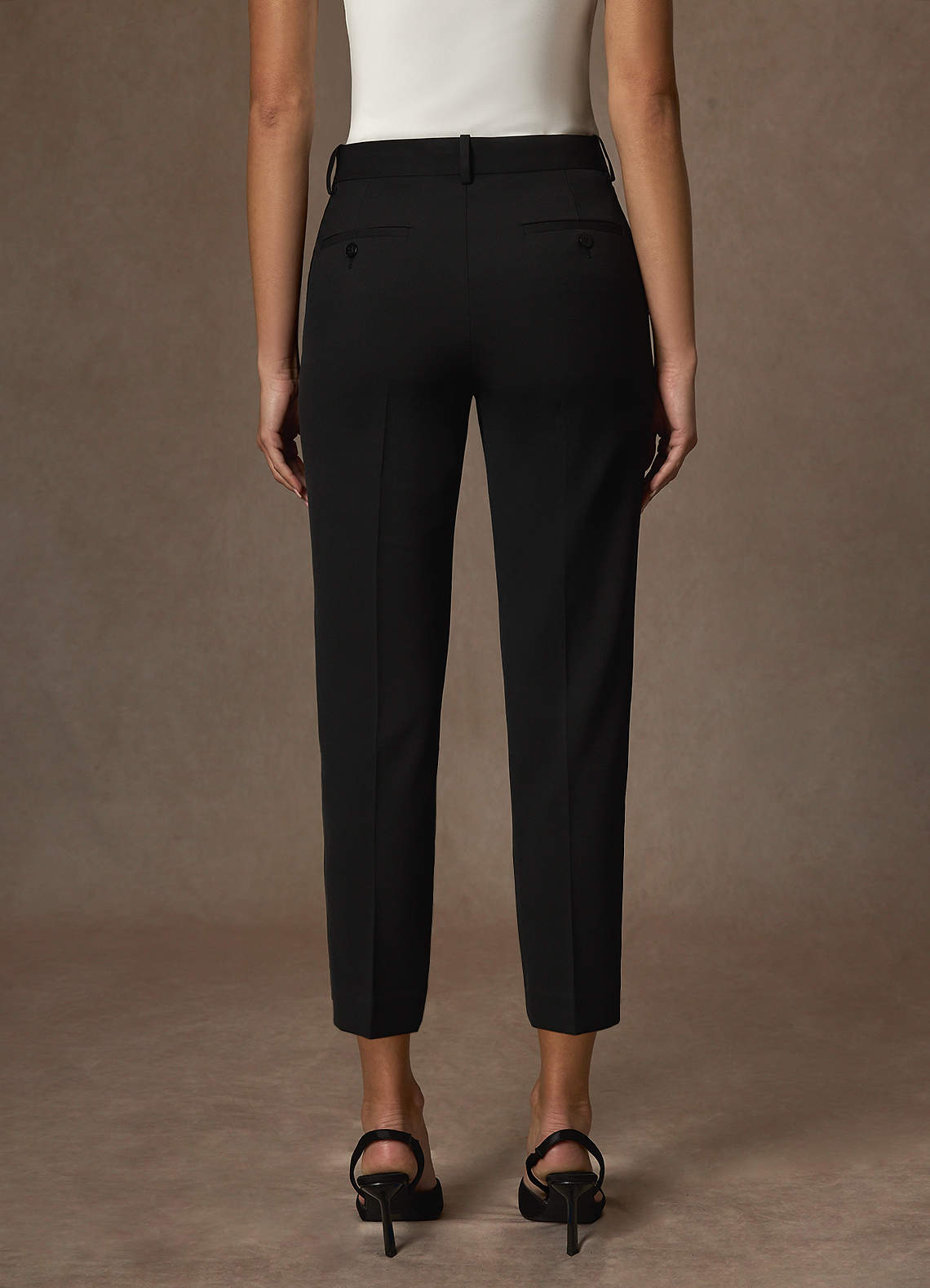 front Victoria Black Refined Weave Cropped Dress Pants