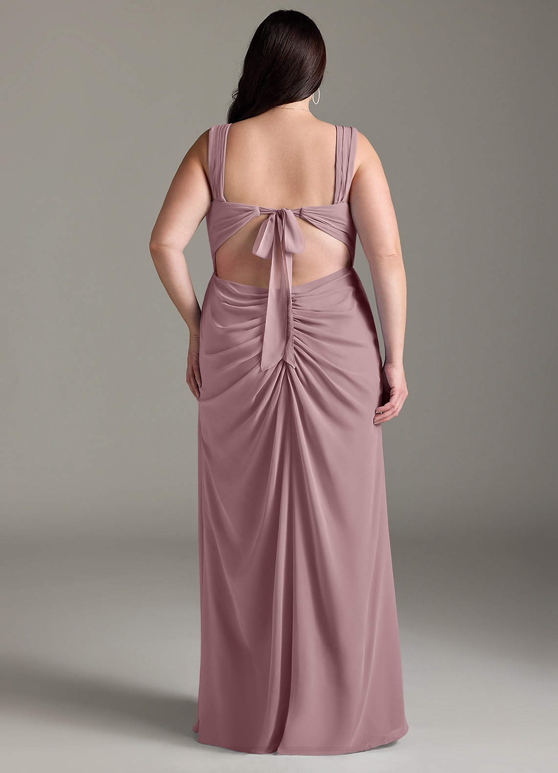 Azazie Jesaphine Bridesmaid Dresses Dusty Rose Sheath Bow Chiffon Dress image8