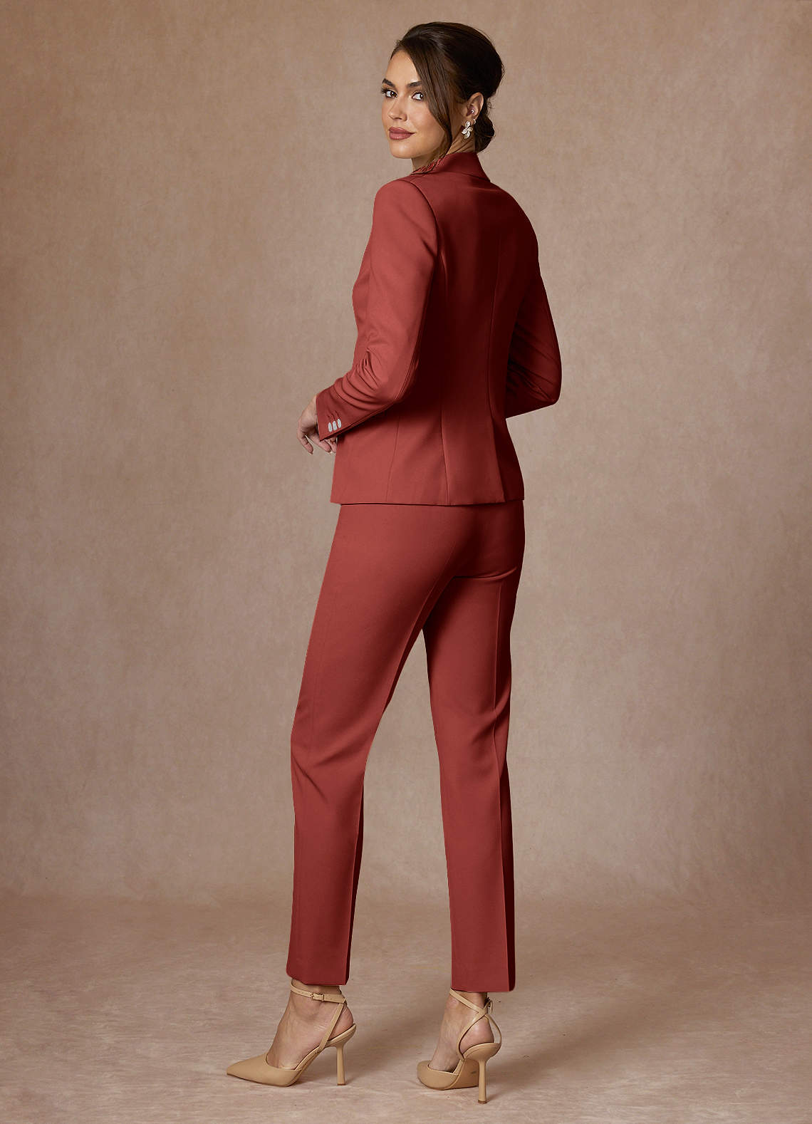 front Whitney Terracotta Structured Stretch Blazer
