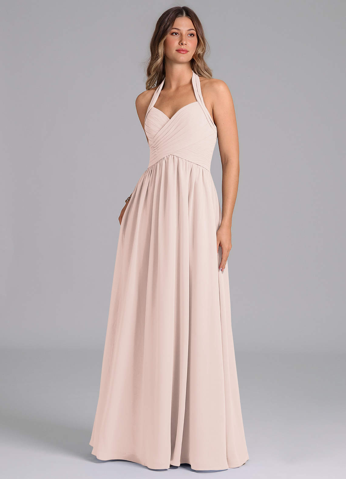 Azazie Darlyn Brudtärnklänningar Klänning av A-Linje i Chiffong Sweetheart halsringning Rosenblad image1