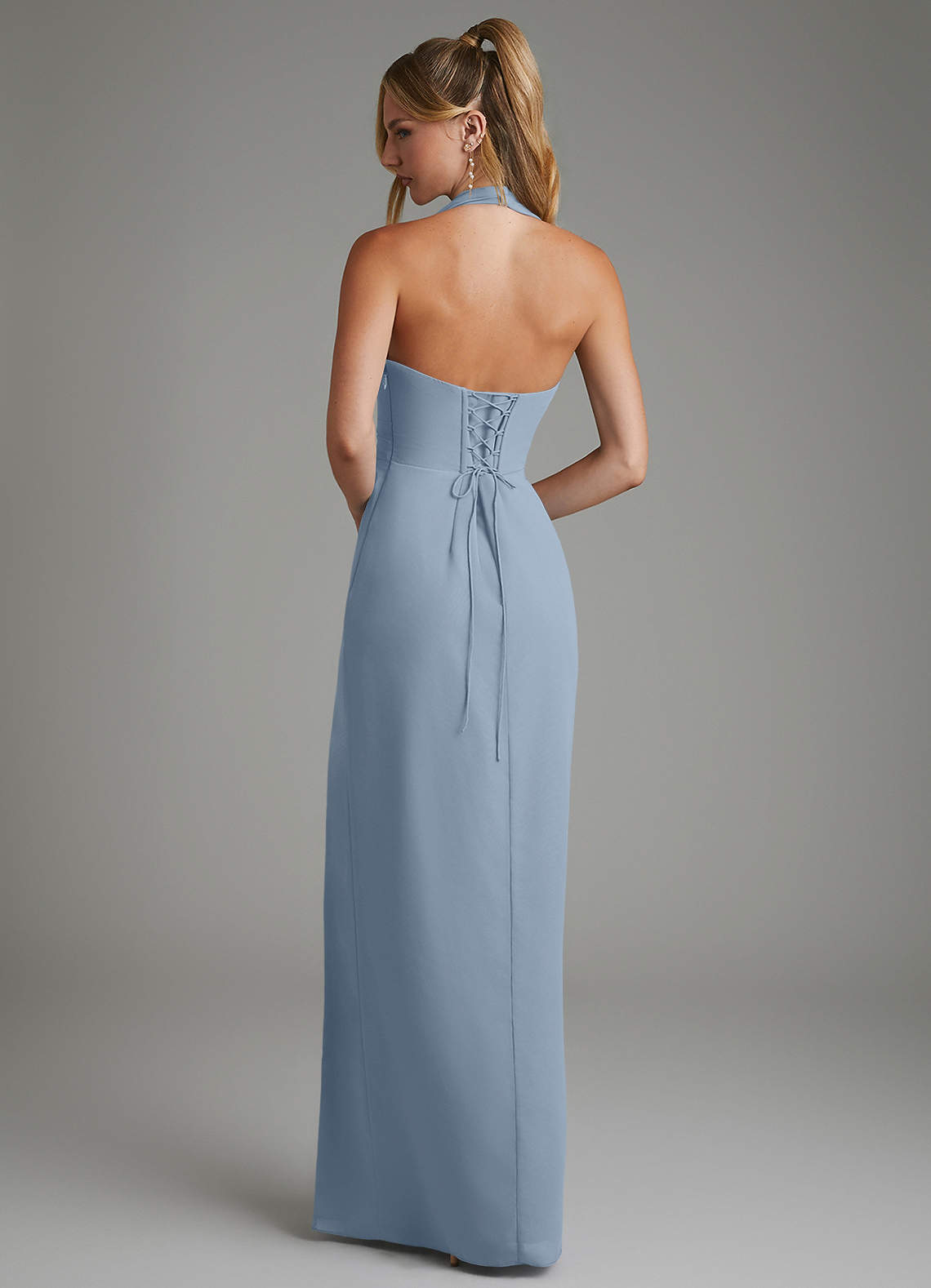 Azazie Tina Bridesmaid Dresses Dusty Blue Mermaid Corset Chiffon Dress image5