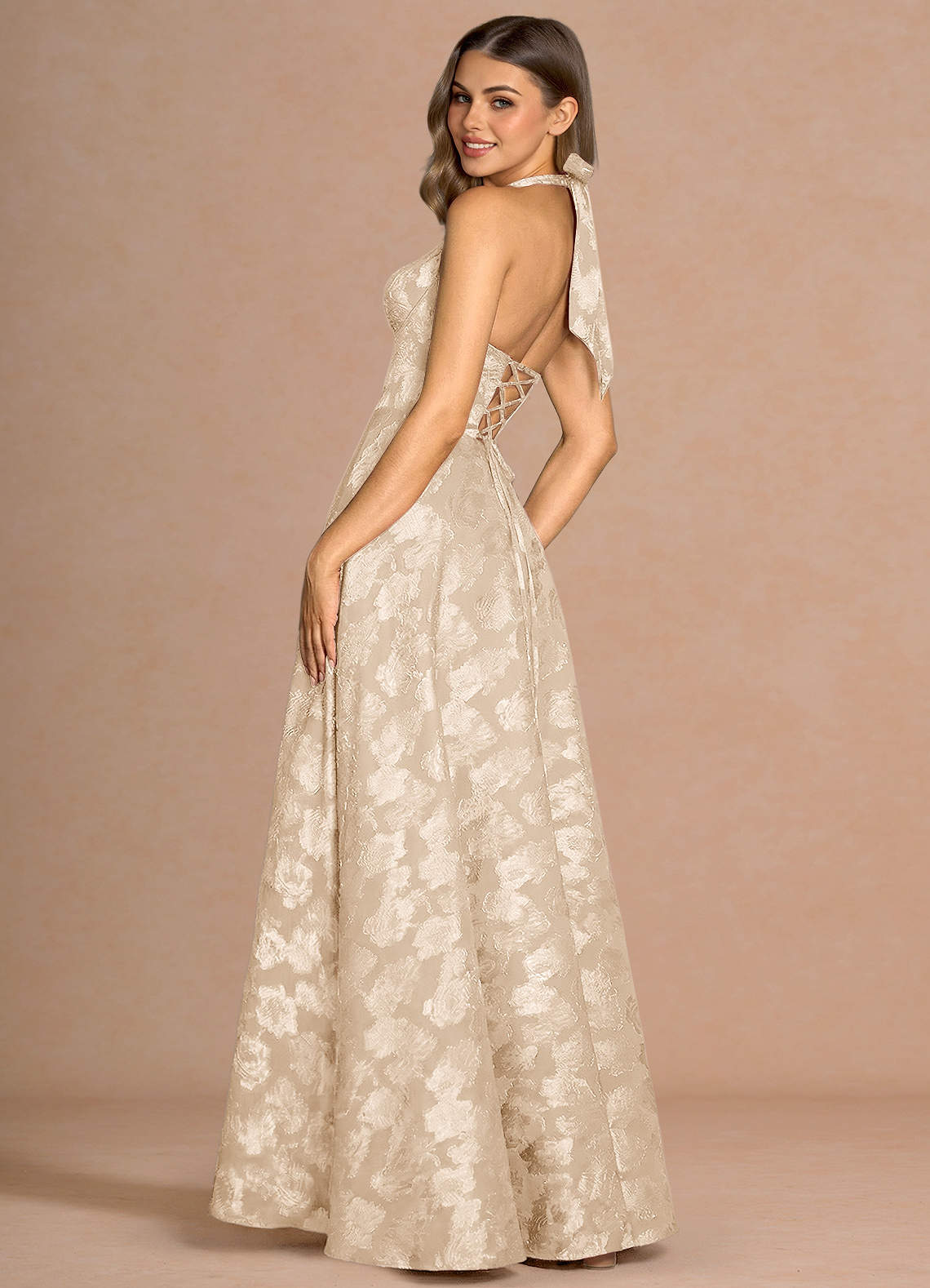 cream formal dress with sleeves Alonza Long Sleeve Knit Midi Dress - Cream main image 0