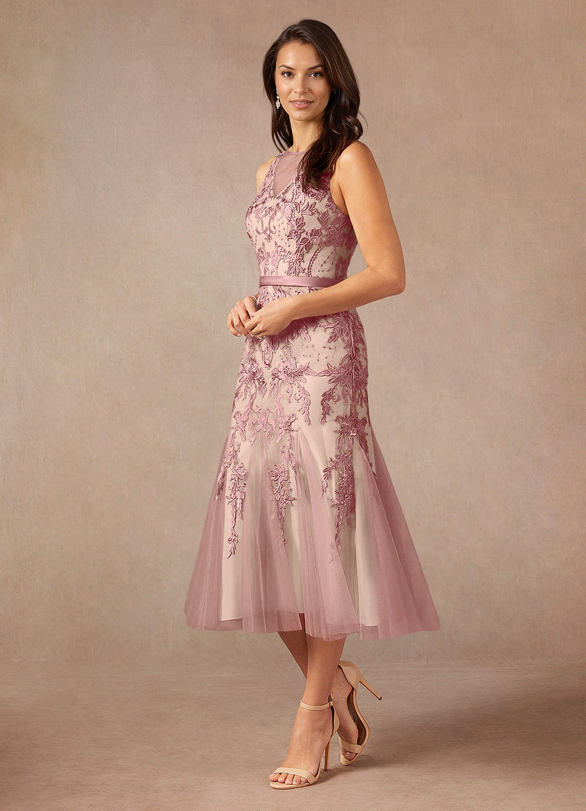 Azazie Herrin Mother of the Bride Dresses Dusty Rose Champagne Mermaid Lace Dress image6