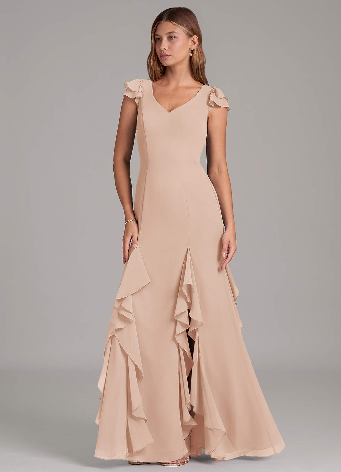 Azazie Nessa Bridesmaid Dresses English Rose A-Line Chiffon Dress image1