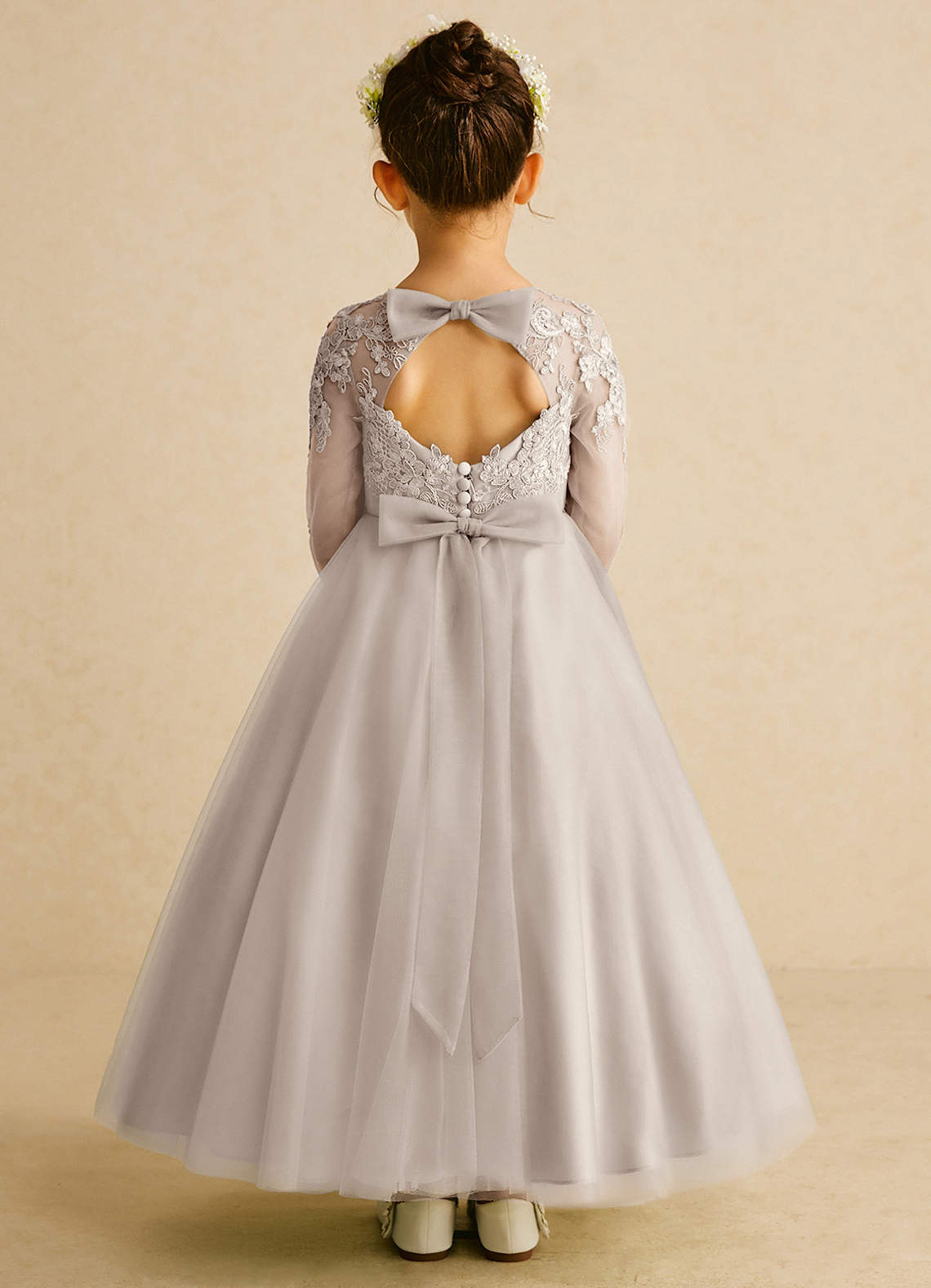 Azazie Precious Flower Girl Dresses Frost A-Line Lace Tulle Dress image1
