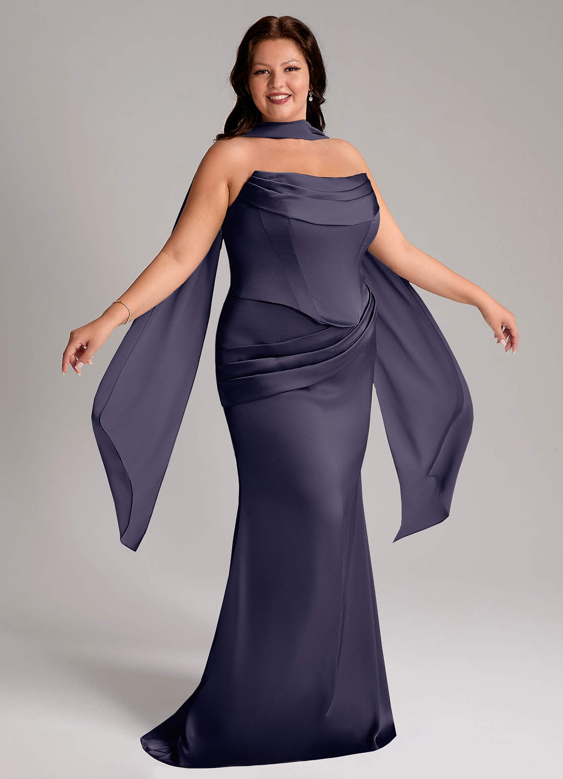 Azazie Sorrel Bridesmaid Dresses Stormy Mermaid Strapless Stretch Satin Convertible Dress image8