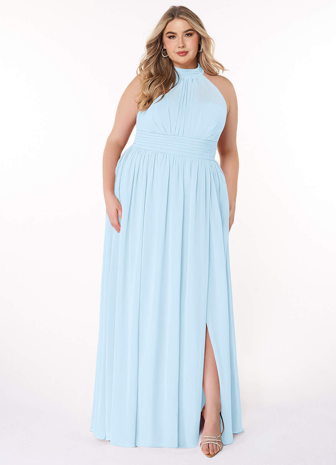 Azazie Iman Bridesmaid Dresses Sky Blue A-Line A-Line Ruched Chiffon Dress image1