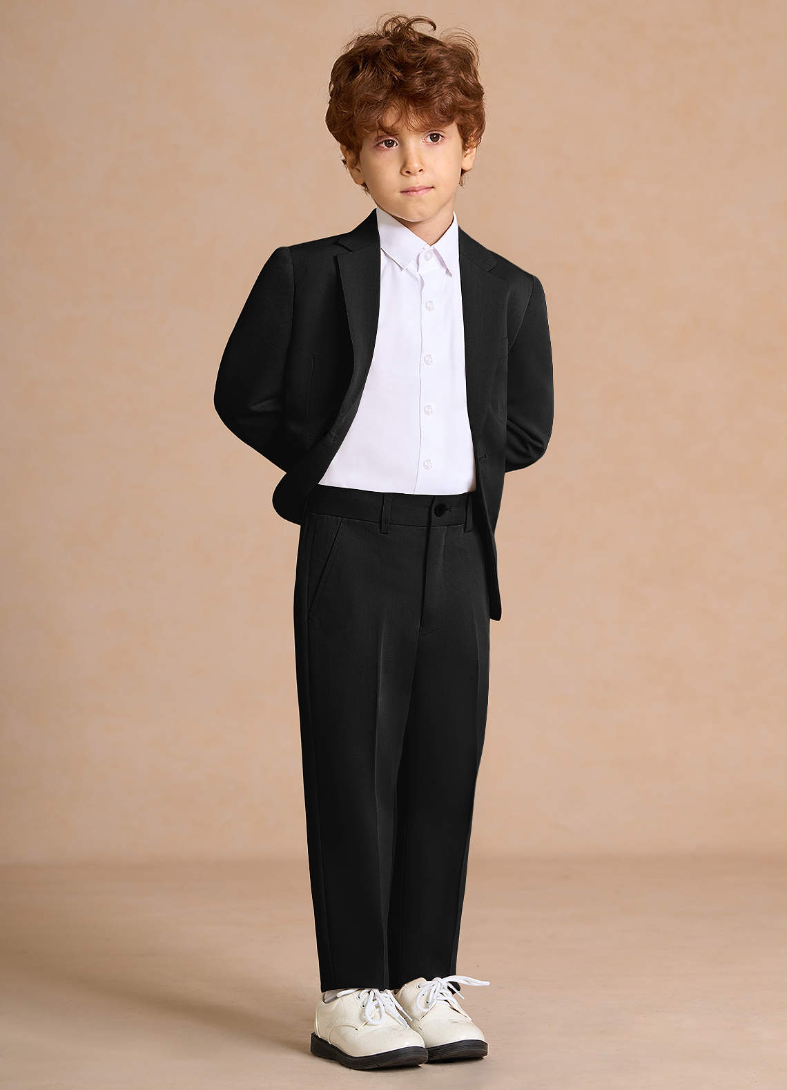 front Oliver Black Boys 2-Piece Suit