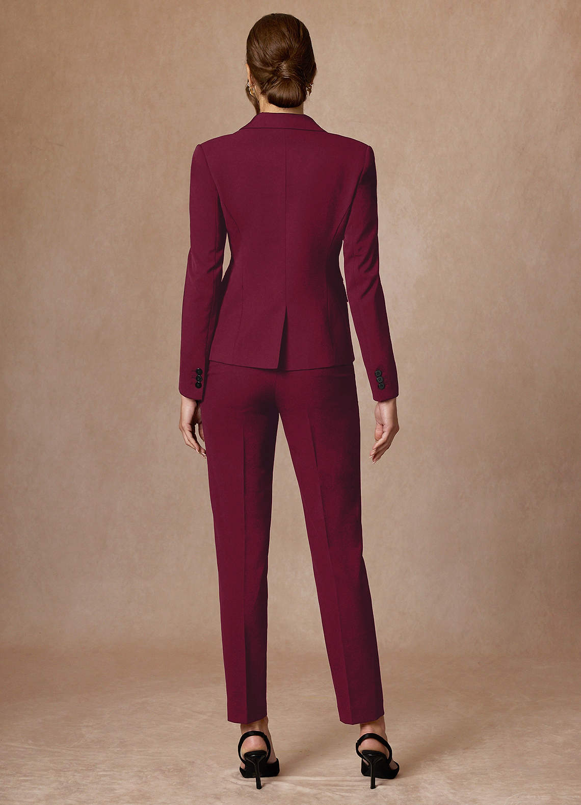 front Whitney Burgundy Structured Stretch Blazer