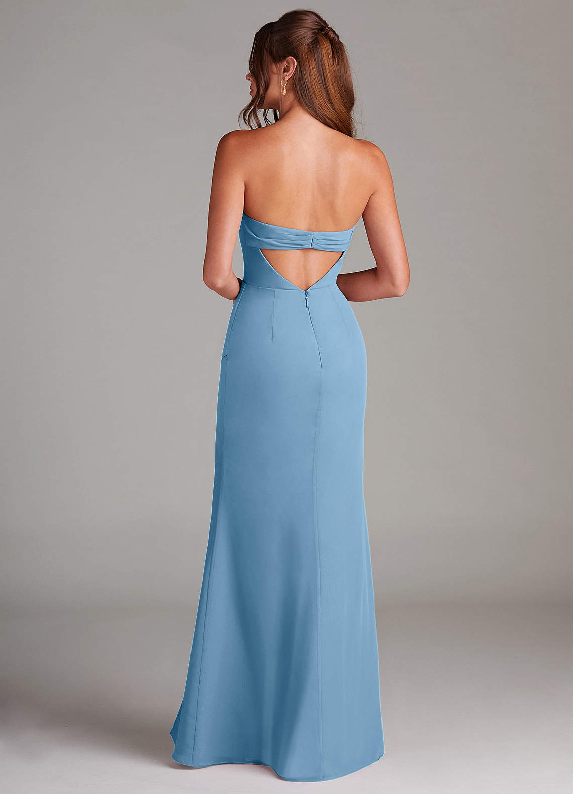 Azazie Leonis Bridesmaid Dresses Steel Blue Sheath Strapless Chiffon Convertible Dress image4