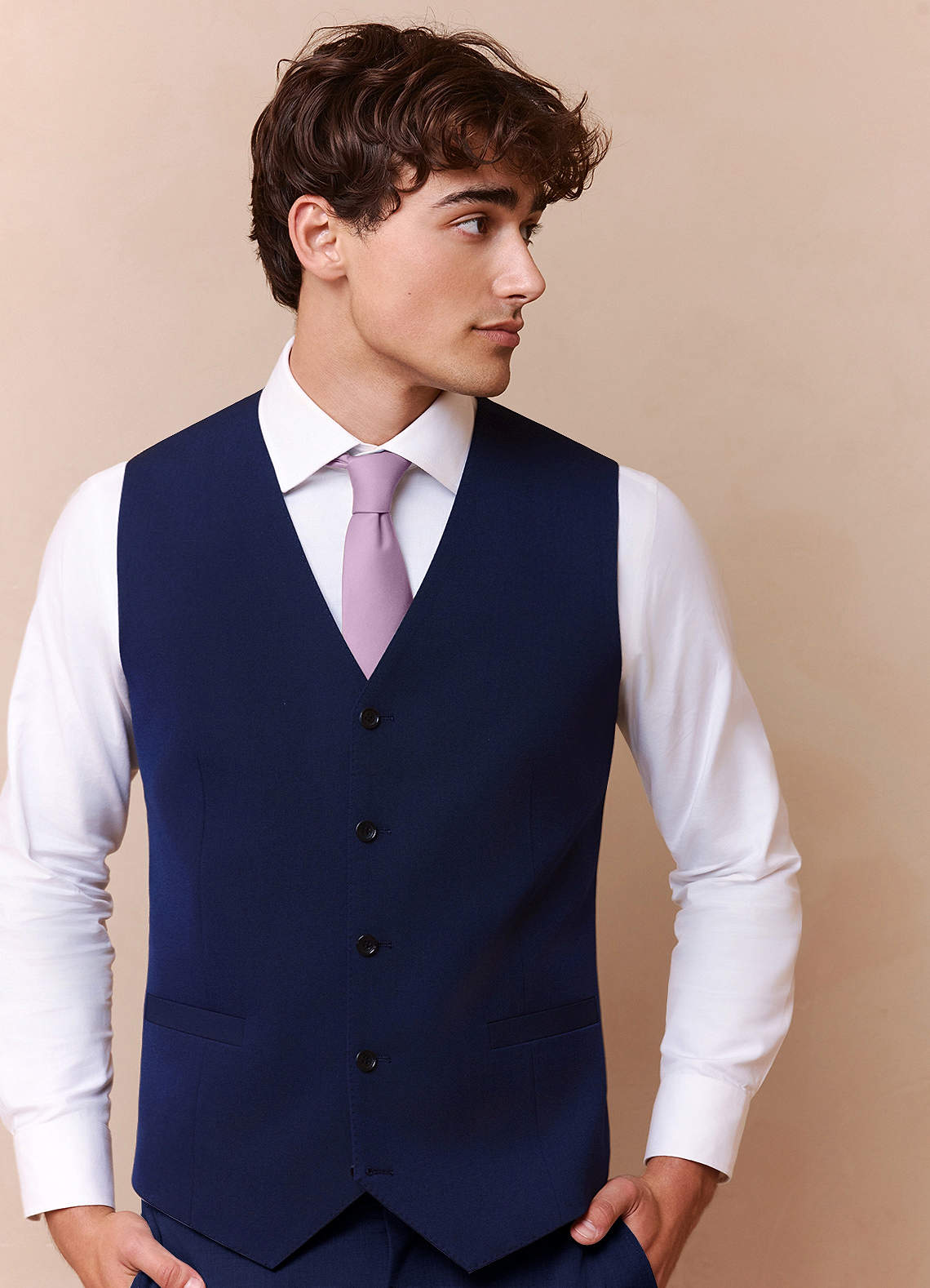 front Savile Blue Wool Blend Suit Vest