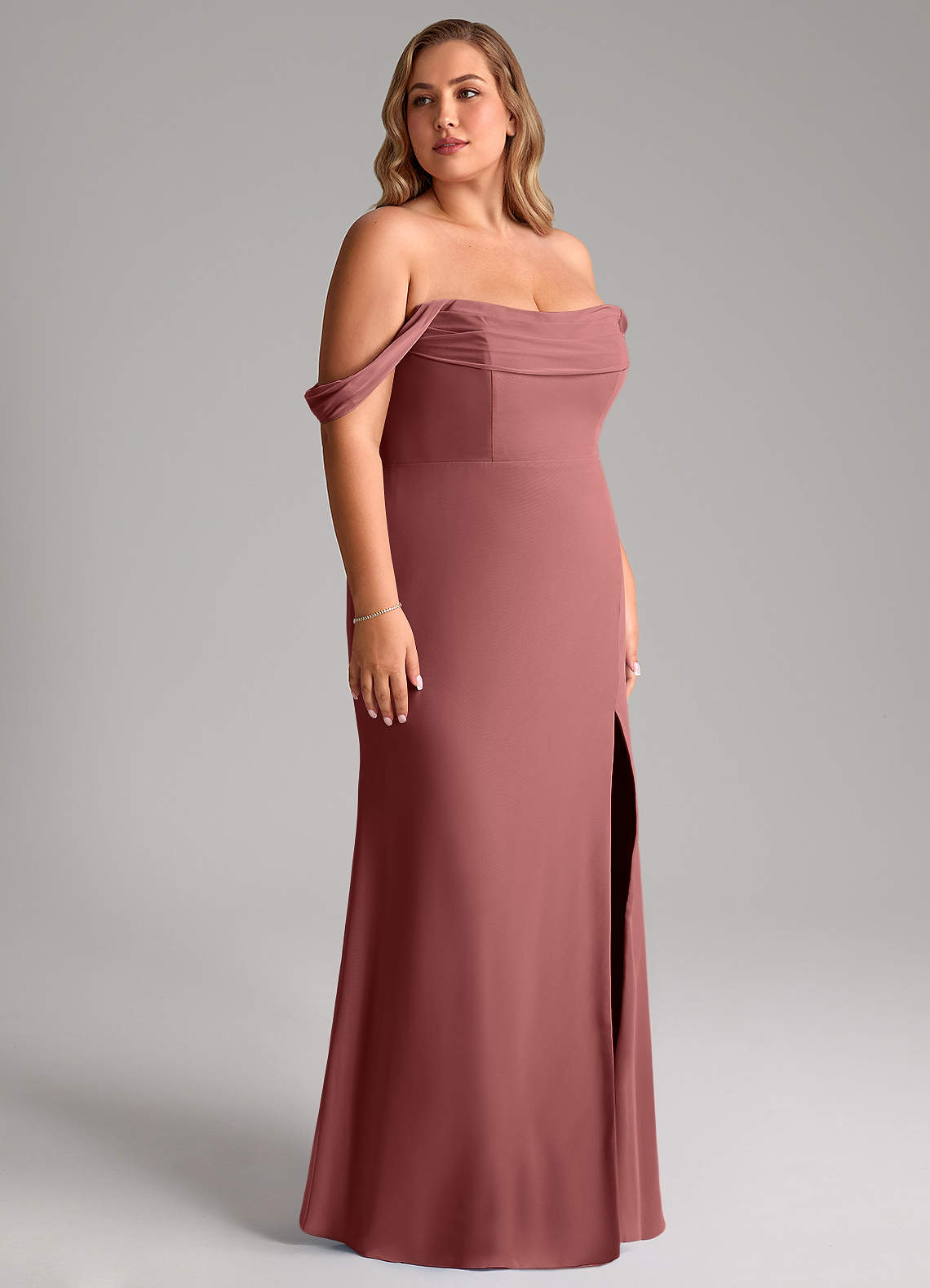 Azazie Saige Bridesmaid Dresses Amethyst A-Line Off the Shoulder Chiffon Convertible Dress image11