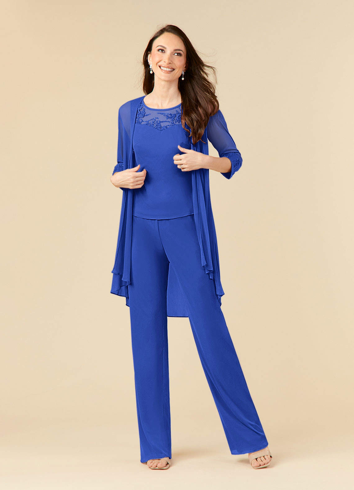 Azazie Frances Mère de la mariée Robes Robe Combinaison/Tailleur Pantalon en Maille Découpé Bleu Roi image1