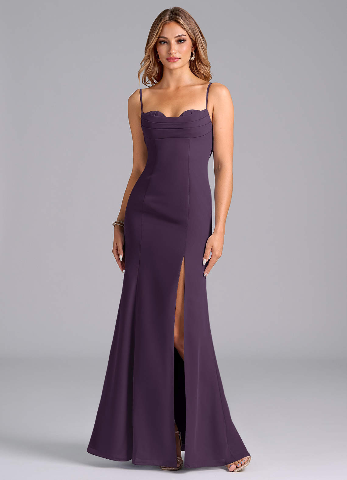 plum mermaid bridesmaid dresses Plum Bridesmaid Dress Matte Satin Size XL