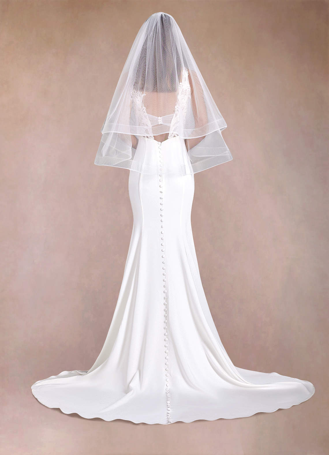 front Richelle Hip Length Veil With Blusher