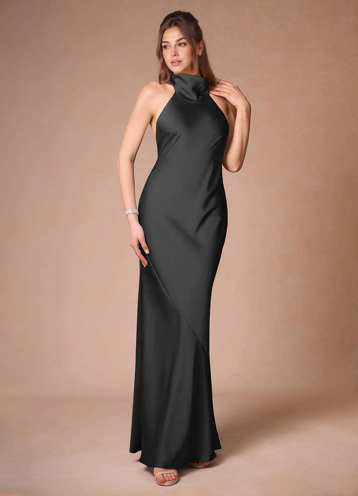 chinese dress ladies Rheanna Draped Backless Maxi Dress | Black | Womens main image 1