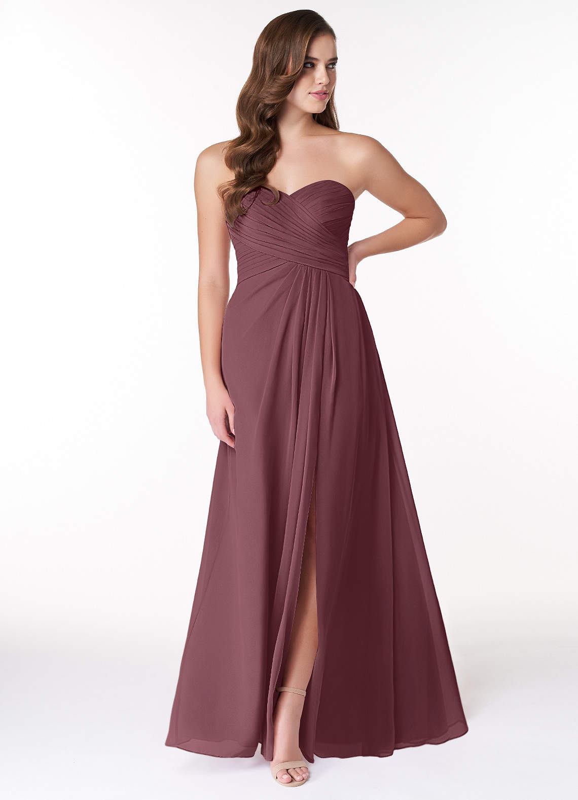 Azazie Arabella Allure Bridesmaid Dresses Sangria A-Line Sweetheart Neckline Chiffon Convertible Dress image1