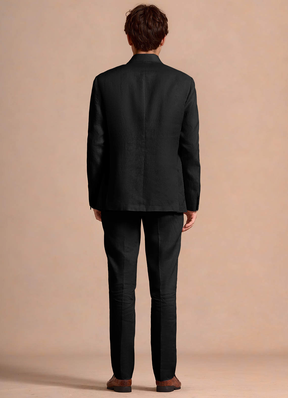 front Wesley Black Linen Blend 3-Piece Suit