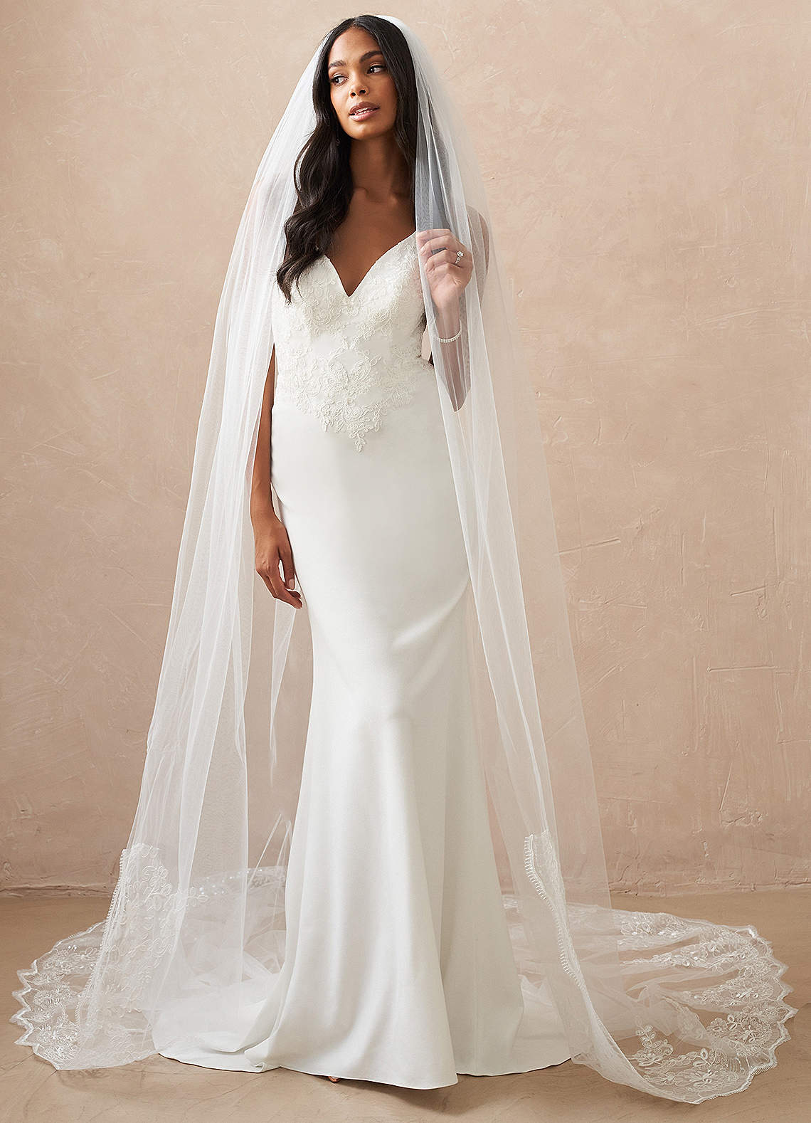 front Meave Sequin Lace Cathedral Veil