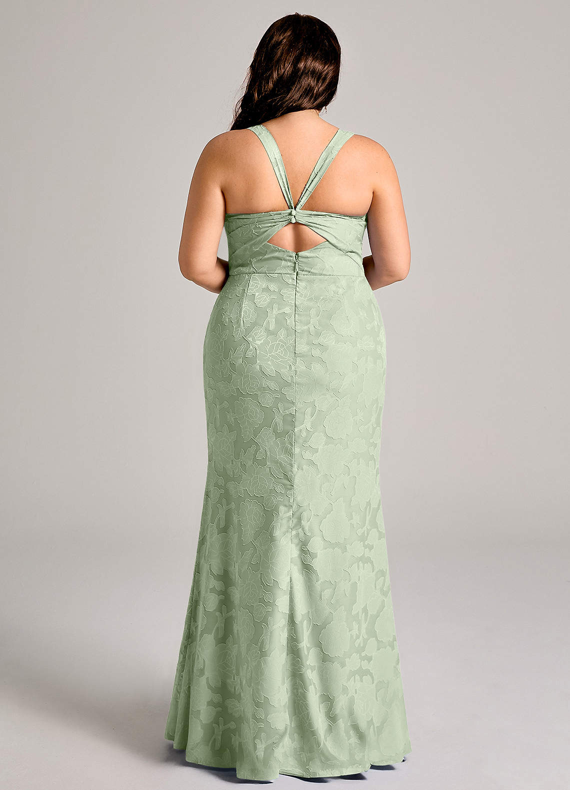 Azazie Mero Bridesmaid Dresses Dusty Sage Sheath Pleated Floral Burnout Dress image7