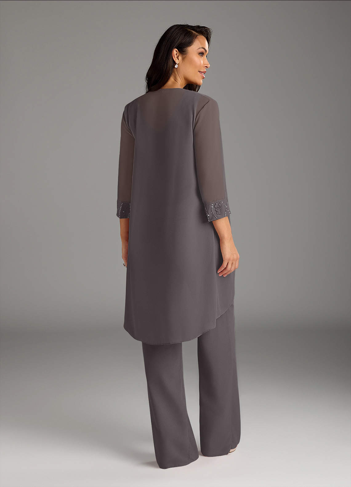 Azazie Maura Mother of the Bride Dresses Steel Grey Jumpsuit/Pantsuit Sequins Chiffon Dress image6