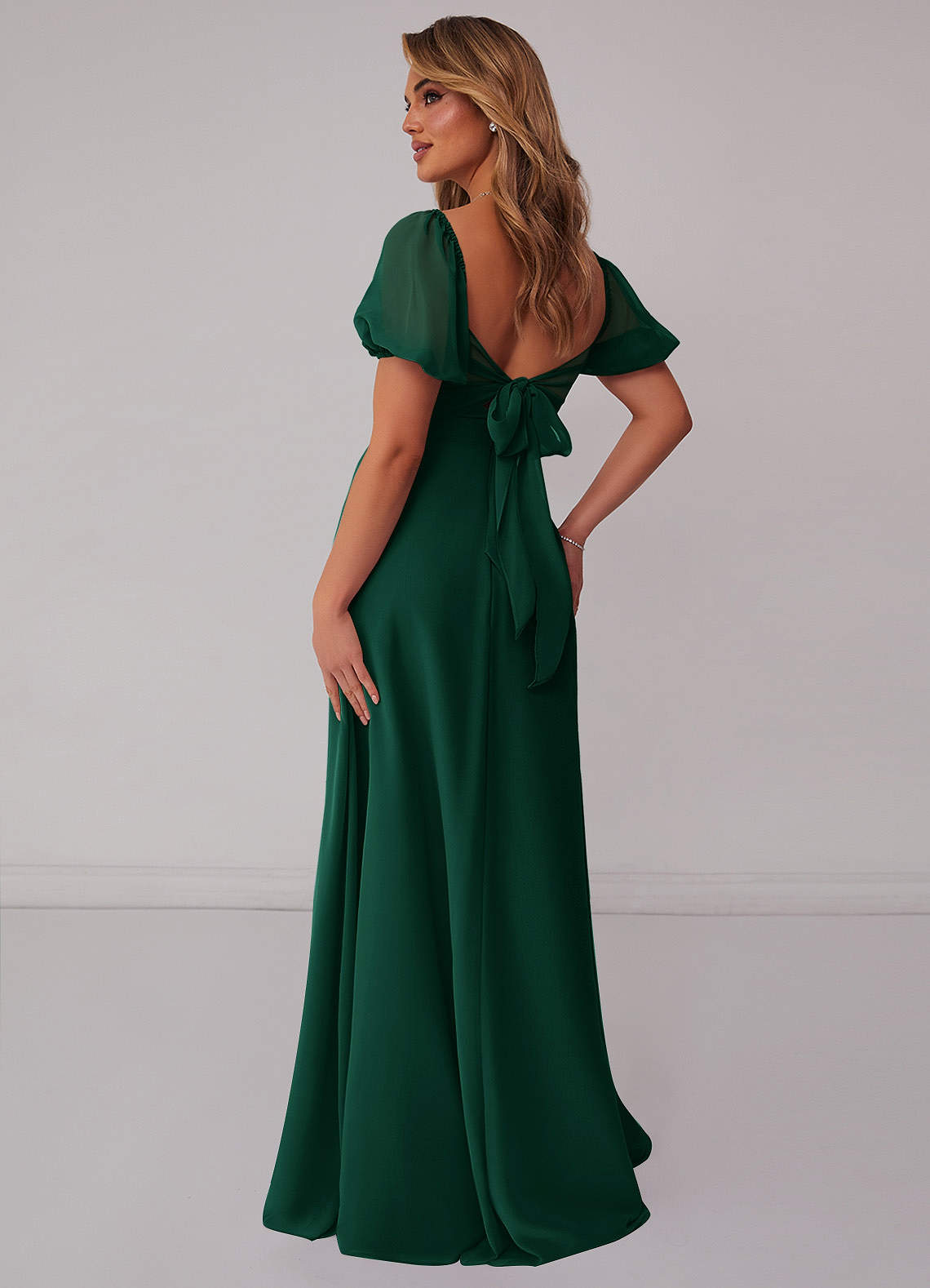 Barbie ♥ Azazie Bridesmaid Dresses Emerald A-Line Pleated Chiffon Dress image1
