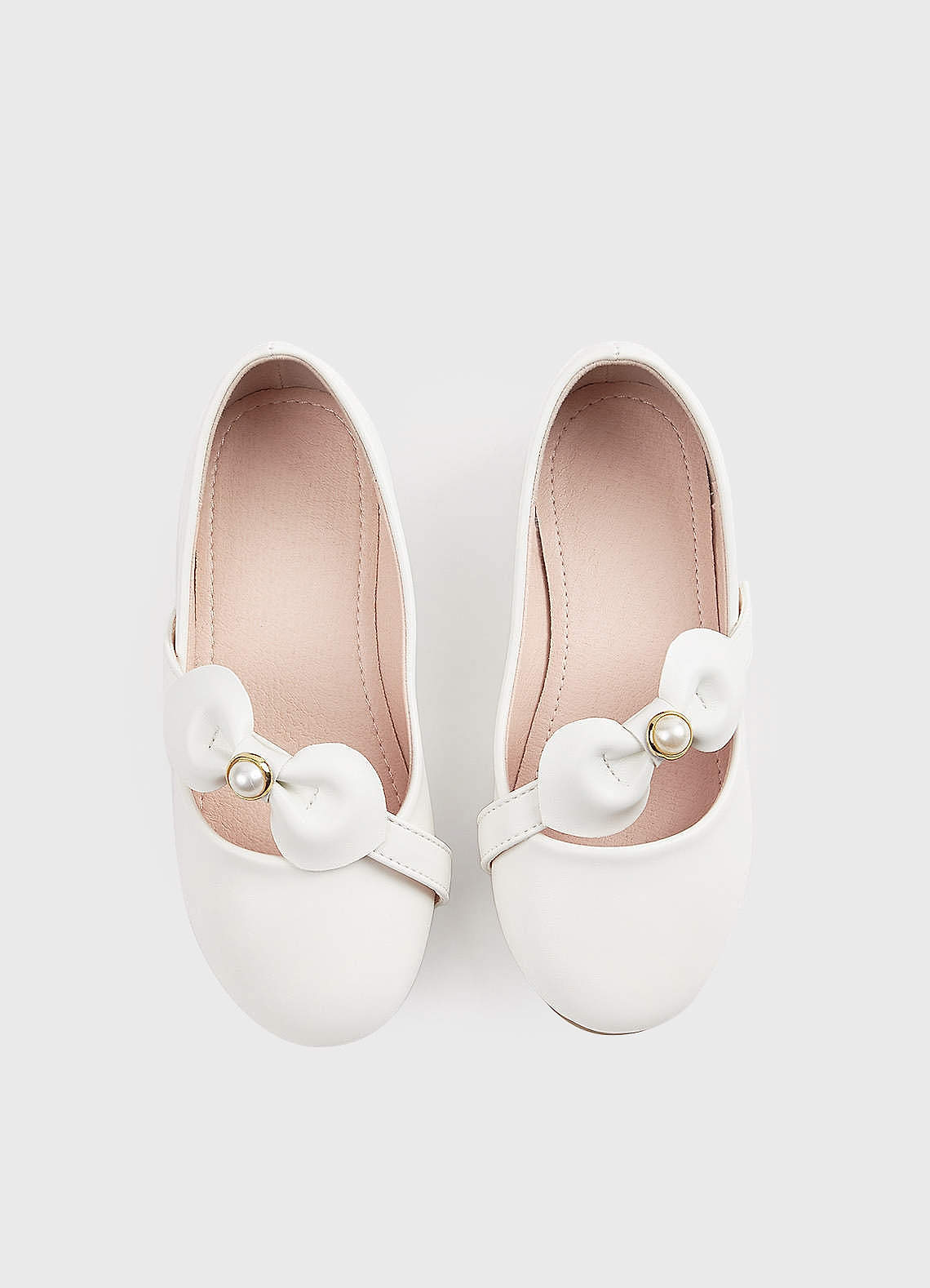 front Bow And Pearl Girl's Flat Shoes