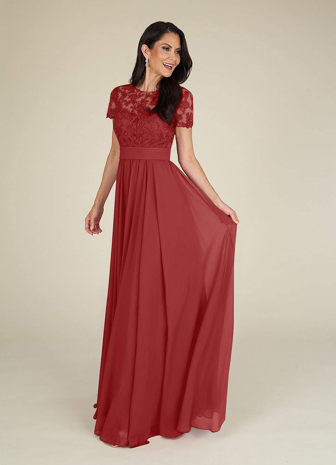 Azazie Annette Mother of the Bride Dresses Rust A-Line Lace Chiffon Dress image1