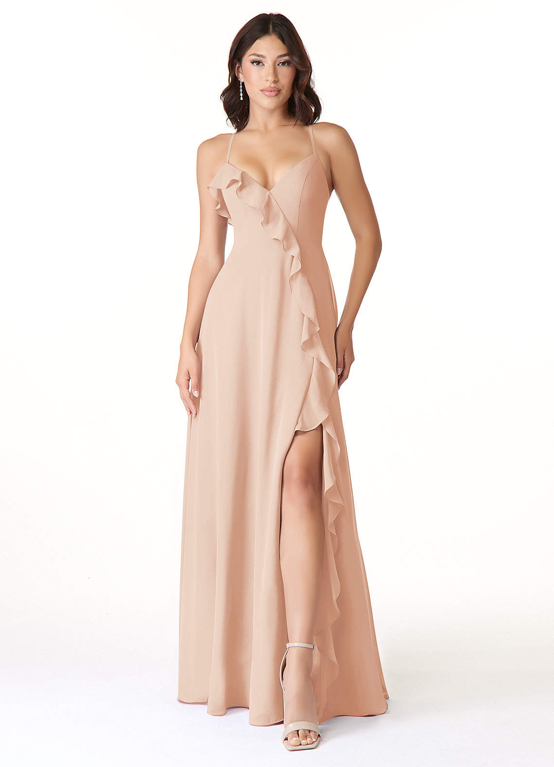 Azazie Tarni Bridesmaid Dresses English Rose A-Line Chiffon Dress image1