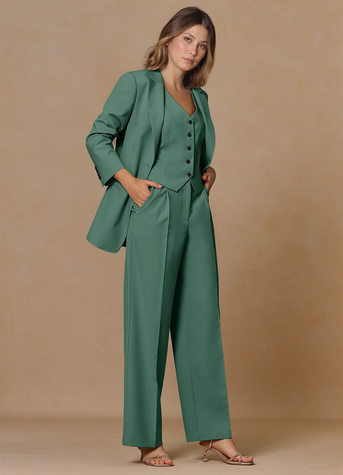 front Rowan Eukalyptus Performance-Blazer mit raffiniertem Webmuster