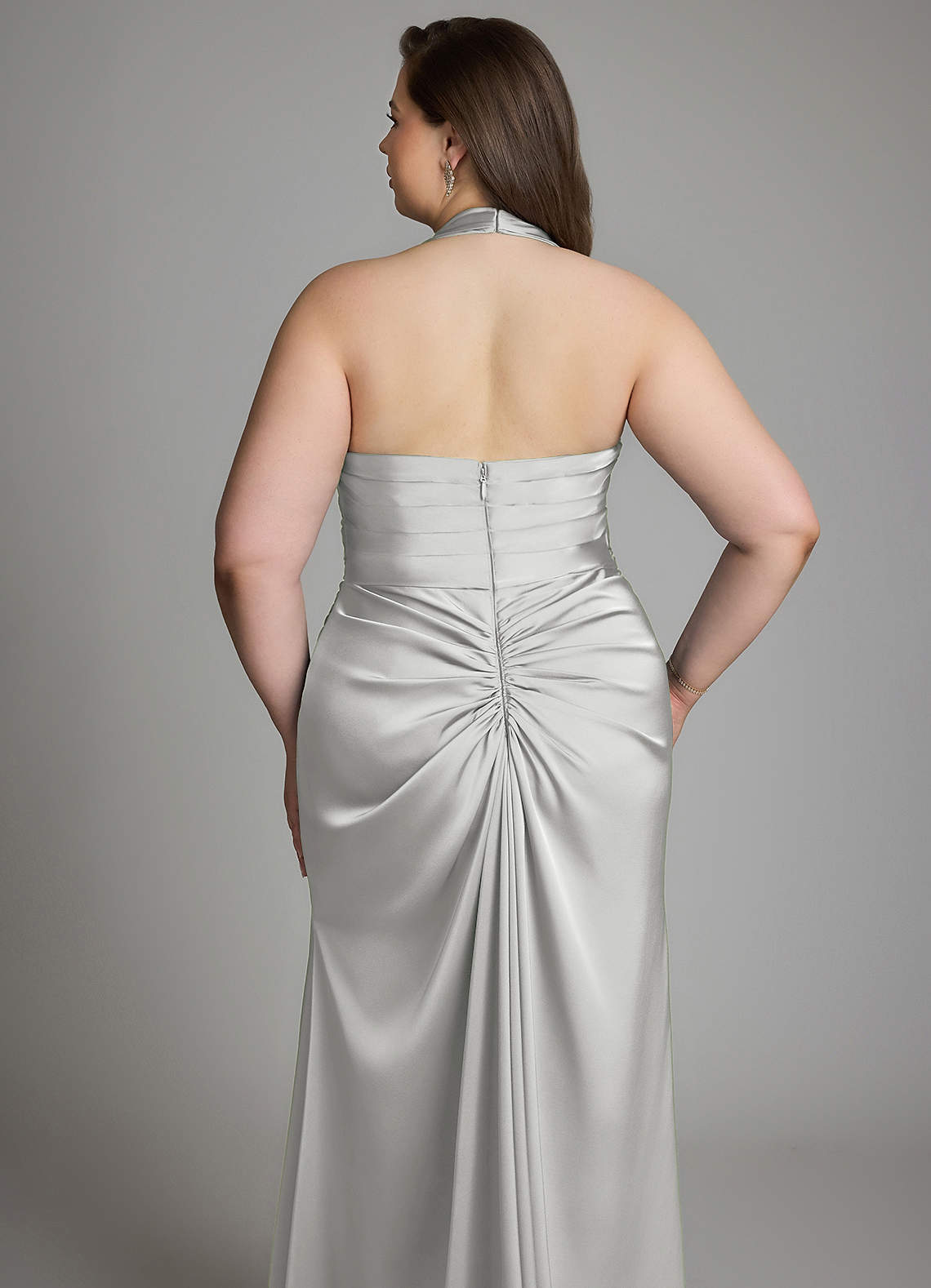 Azazie Destiny Bridesmaid Dresses Silver Mermaid Sweetheart Neckline Stretch Satin Dress image12