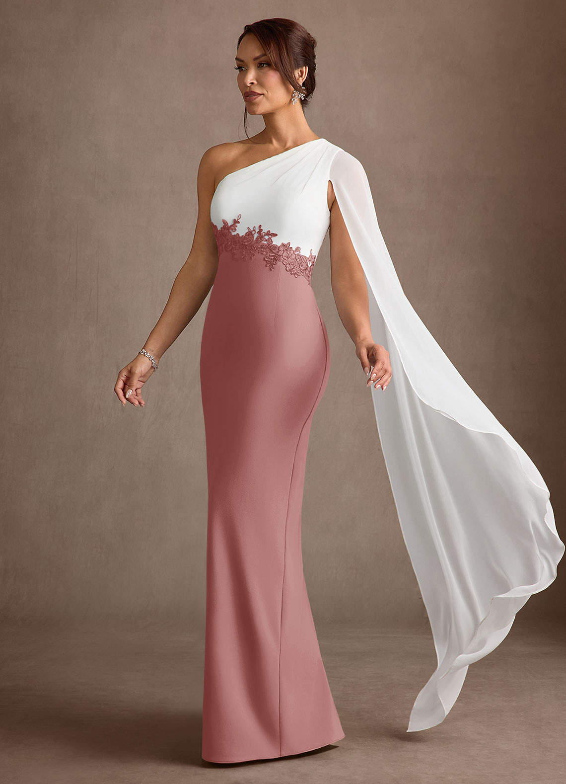 alexandra bridesmaid dresses Azazie Dusty Rose Sheath One Shoulder Stretch Crepe Dress Dress Shirt Color:Elegant Ivory (+$10) The back design includes Fern Matthew Bruch | Twist