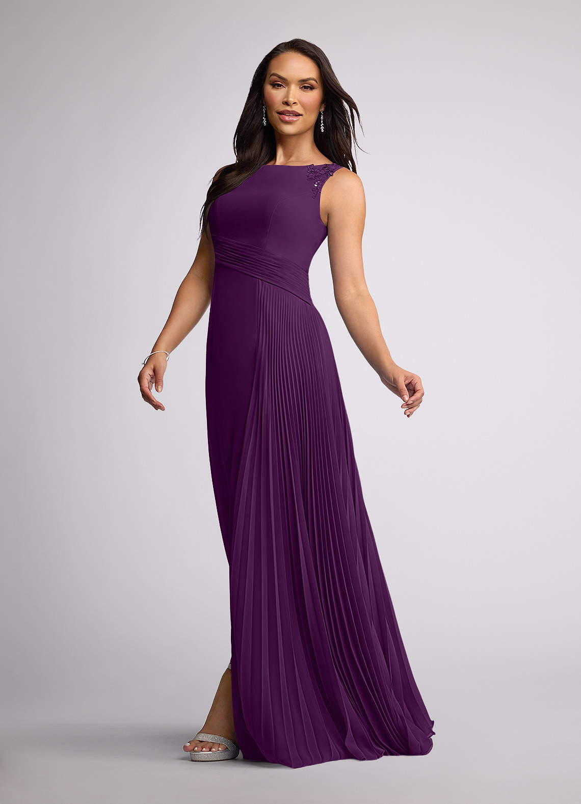 Azazie A-Line/Princess Scoop Neck Floor-Length Lace Mother of the Bride or Groom Dresses - Grape Azazie A-Line/Princess Scoop Neck Floor-Length Lace Mother of the Bride or Groom Dresses - Grape