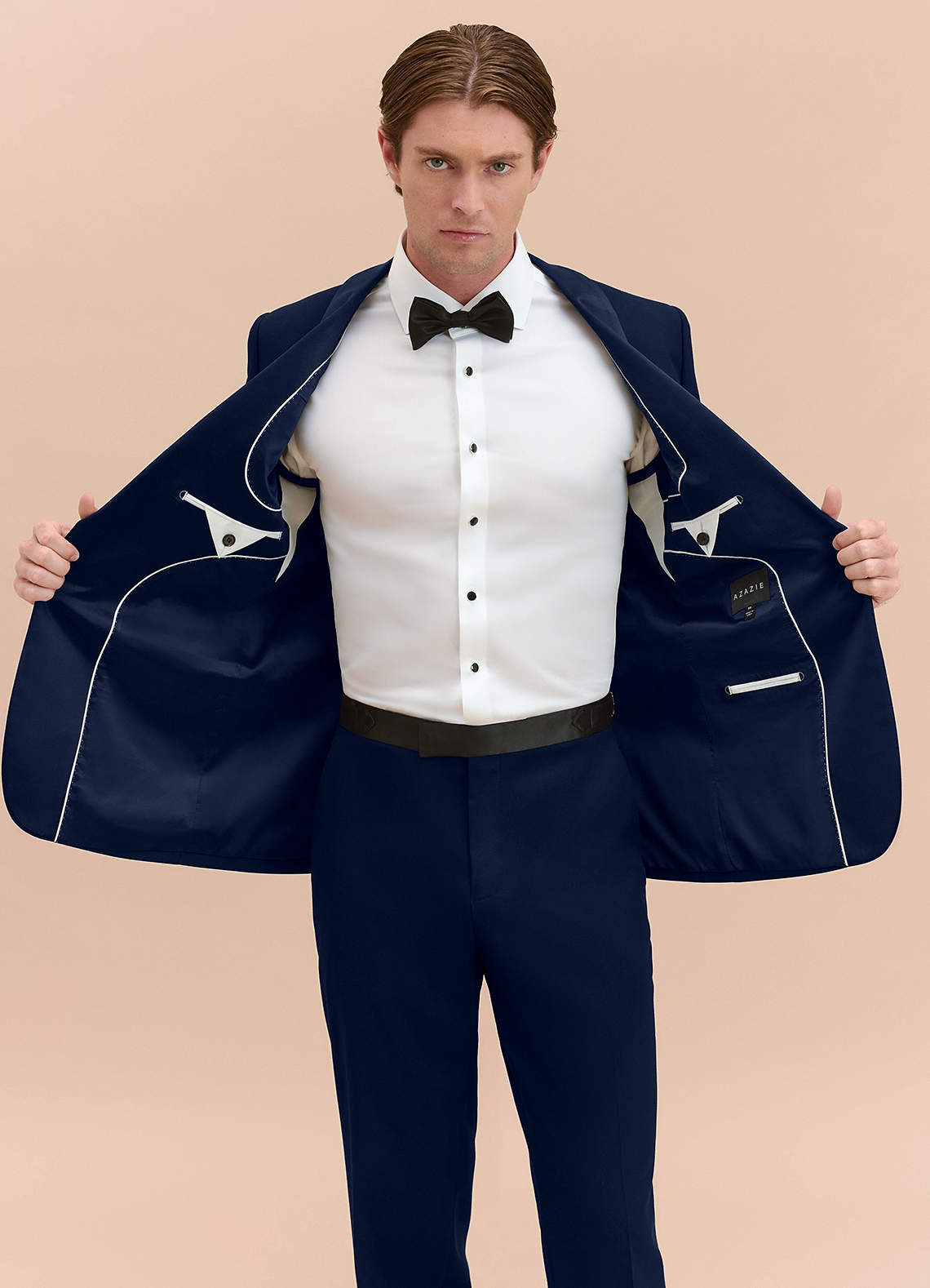 front Winston Azul Marino Chaqueta de esmoquin con solapa chal