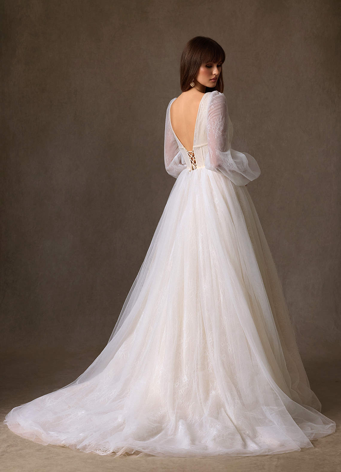 Azazie Cressida Trouwjurken Jurk van Tule met Baljurk Kant Diamant Wit Champagne image1